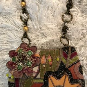 Mary Frances custom handmade sm bag. Beading.&lthr